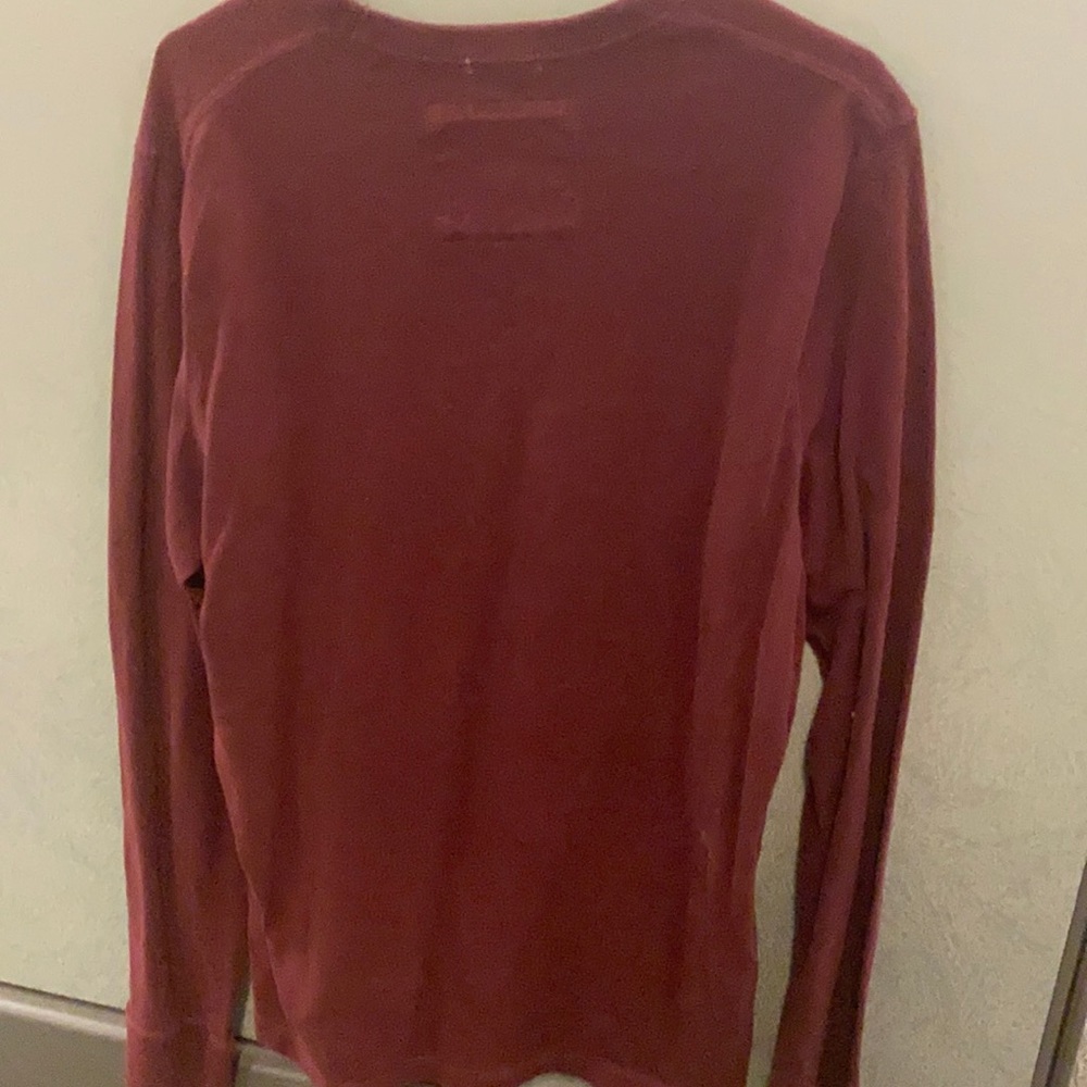 Burgundy Abercrombie and Fitch long sleeved shirt with front logo - Picture 2 of 3